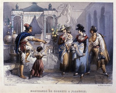 フィレンツェのシャーベット商人。1820年頃のリトグラフ 作： Unknown artist