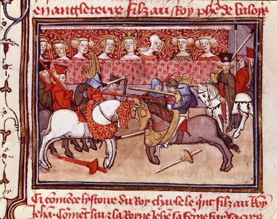 フランス王シャルル5世（1338年～1380年）の時代の騎士の試合 ミニチュア（「フランス大年代記」より） 14世紀 シャンティイ、コンデ美術館蔵 作： Unknown artist