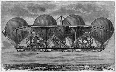発明家アーネスト・ペタン（1812-1878）の飛行船プロジェクト。)Le journal de la jeunesse "に掲載された図版 作： Unknown artist