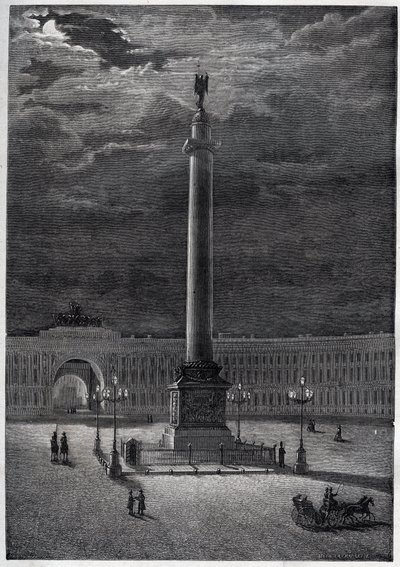 ロシア・サンクトペテルブルクのアレクサンダー・コラム - 1870年の彫刻版 作： Unknown artist