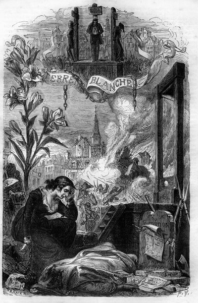 1815年にフランスで起きた「La Terreur blanche」の寓話（ナポレオン没落後、ボナパルティストや旧革命派に対する王党派の反発が起きた）。19世紀のエングレーヴィング。 作： Unknown artist