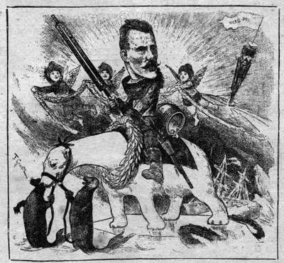 フリジョフ・ナンセン（1861-1930）の北極点からの帰還に関するアレゴリー - 1897年の刻印 作： Unknown artist