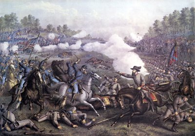 アメリカ南北戦争（1861～1865年）。Battle of Opequon or Third Battle of Winchester, Virginia 1864年9月19日。19世紀の版画。 作： Unknown artist