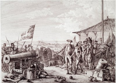 アメリカ独立戦争：1779年7月6日のグレナダの戦い（イギリス海軍とフランス海軍の戦い）（エングレーヴィング 作： Unknown artist