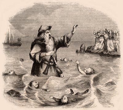 ドイツの人気の伝統的な伝説から、海で子供を溺死させる老人 作： Unknown