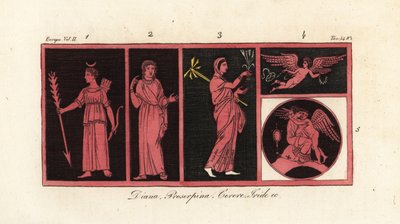 古代の女神ダイアナ1、プロセルピナ2、セレス3、アイリス4、ヴィーナスとアモール5 作： Unknown artist