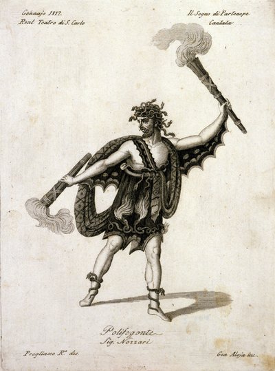 アンドレア・ノッツァーリ（1775-1832）によるジョヴァンニ・シモーネ・マイヤー（ヨハン・シモン・マイヤー）（1763-1845）の「パルテノペの生涯」のポリフェゴンテ役 - ナポリ、テアトロ・サン・カルロ 作： Unknown artist