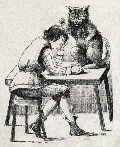 フランスの作家シャルル・ペロー（1628-1703）の物語「ボットのおしゃべり」の匿名の挿絵。イメージ：Marcel Vagne、Jarville Nancy、年代不詳（19世紀後半）。 作： Unknown artist