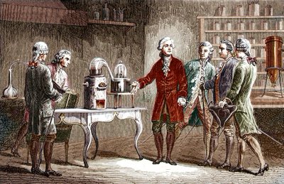 Antoine Laurent Lavoisier (1743-1894) execute la decomposition de l