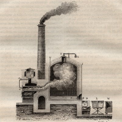 Michel de Marseilleが製作した粗悪な硫黄の蒸留装置 - Louis Figuierの「Les Merveilles de l