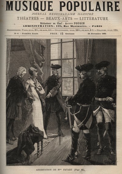 Madame Favartの逮捕 Marie Justine Benoite Duronceray, dit Madame Favart (1727-1772) フランスのコメディアンであり歌手であるMarie Justine Benoite Duronceray, dit Madame Favart (1727-1772)は、Maurice of Saxony (1696-1750)に言い寄られて逮捕され、最大の秘密の下にPenitentes修道院に収容された。 作： Unknown artist