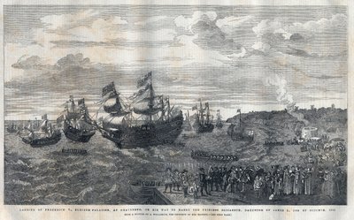 1612年10月16日、プファルツ出身のフレデリック5世（1596-1632）が、ジェームズ1世（1566-1625）の娘であるイングランド王女エリザベート（1596-1662）と結婚するために、グラーブゼンド港に到着。彼を迎えたのは、ジェームズ・ヘイ（第1代カーライル伯爵）（1580年頃～16 作： Unknown artist