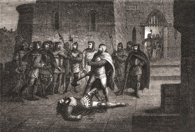 1358年にエティエンヌ・マルセルが暗殺される-アンリ・マルタン著『フランス史』より 作： Unknown artist
