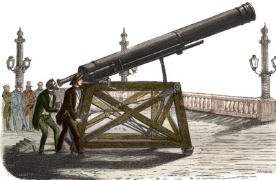 パリのコンコルド広場にあるM.ケスリンの天文ベゼル。1857年の "科学博物館 "の版画 作： Unknown artist