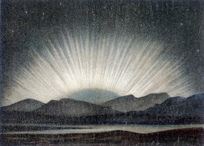 1871年8月6日のオーロラ。エディンバラの王立天文台で月の出前、深夜に観測されたもの。 作： Unknown artist
