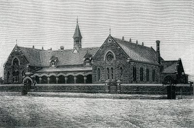 オーストラリアアデレードの公立学校、1885年頃（エングレーヴィング） 作： Unknown artist
