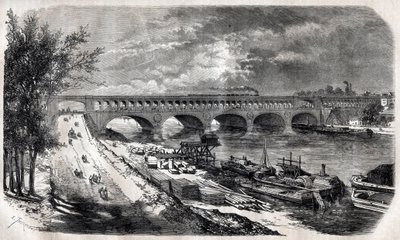 1867年のオートゥイユ高架橋（ポイント・デュ・ジュール橋）。 作： Unknown artist
