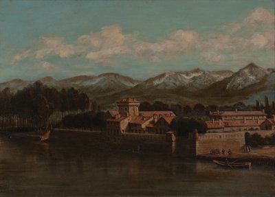 グルノーブルのイゼール河岸、山の眺め 1864年 （油彩・カンヴァス） 作： Unknown artist