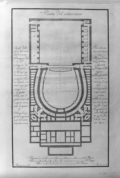 ca. 1776-1778 Italy (Teatro alla scala) (ミラノ、スカラ座の地下の建築地図) エングレーヴィング 作： Unknown artist
