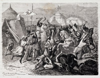 カッセル山の戦い - アンリ・マルタン著「Histoire de France populaire」（Jouvet, Paris, T.1）に掲載。 作： Unknown artist