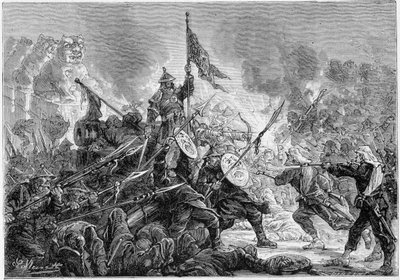 パリカオの戦い：英仏遠征軍の前に満州軍が敗北、1860年9月21日-。 作： Unknown artist