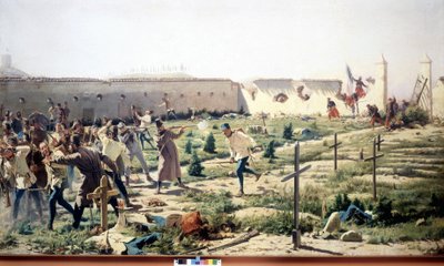 1859年6月24日、フランス・サルデーニャ軍とオーストリア軍が対戦したロンバルディア州ソルフェリーノの戦い。Museo del Risorgimento.ミラノ 作： Unknown artist