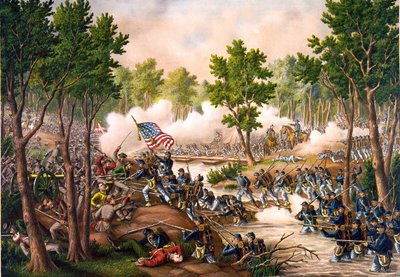 1864年5月8日から18日にかけてのスポッツシルバニアの戦い。1888年のエングレーヴィング。 作： Unknown artist