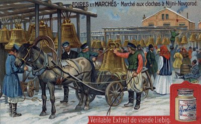 ニジニ・ノヴゴロド（ロシア）の鐘の市場。19世紀末のクロモ・リービッヒ。 作： Unknown artist