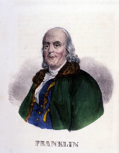ベンジャミン・フランクリン（1706-1790）：アメリカの哲学者、物理学者、大使。 作： Unknown artist