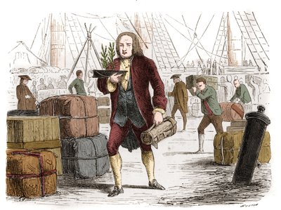 Bernard de Jussieu (1699-1777), フランスの植物学者で、1734年にイギリスからレバノン産の2つのセドルを持ち込んだ。1861年のエングレーヴィング。 作： Unknown artist