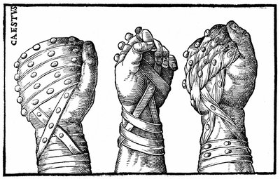 ローマ時代のレスリング選手のボクシンググローブ-「Hieronymi mercurialis de Gymnastica」ベニス版に掲載 作： Unknown artist