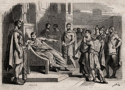 息子の死を宣告するブルータス - 息子の死を宣告するブルータス（Marcus Junius Brutus、紀元前85～42年） - "Dictionnaire populaire illustrious" の刻印 - 1864年 - Joseph Decembre と Edmond Allonier による - 。 作： Unknown artist