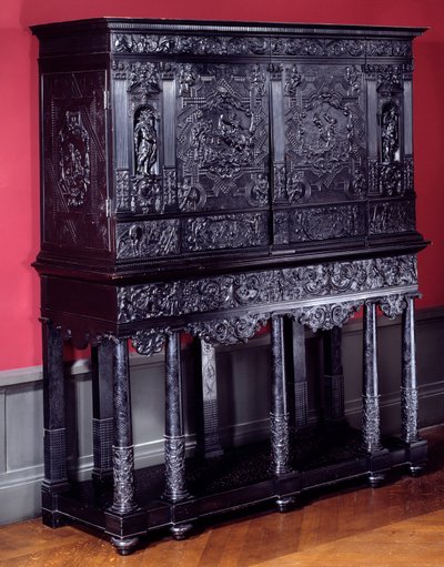 紀元前507年、ポルセンナのエトルリア人の攻撃からローマのサブリウス橋を守るローマの英雄、ホラティウス・コクレスのエベネのキャビネット。1645年頃 パリルーヴル美術館 作： Unknown artist