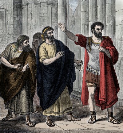 カミーユの追放 - アンティキテ・ロマイン将軍で政治家のカミーユ（Marcus Furius Camillus、紀元前446-365年）は、ヴェイアスの略奪事件のために追放され、軍隊に一体的に残したため、アポロに支払うべき分を支払うことができなかった（紀元前391年）。 作： Unknown artist