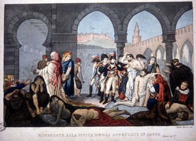 エジプト遠征（1798年〜1801年）。1800年頃、エジプトのヤッファ・ペスティファーを訪れるナポレオン。 作： Unknown artist