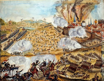 ロシアのキャンペーン「1812年8月17日夜、私のスモレンスクの戦いの眺め19世紀のパリの水彩画、アルミー美術館 作： Unknown artist