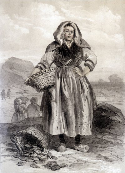 Cancale Oyster Fisherman - リトグラフ 作： Unknown artist