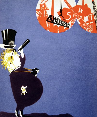 ソビエト経済の進展に怯える資本主義者、絵葉書 作： Unknown Artist