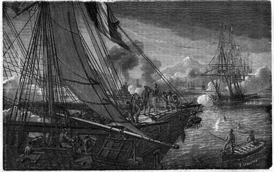 1838年11月27日、ボードゥン提督率いるフランス軍によるサン・ジャン・デュロア（メキシコ）の占領。 作： Unknown artist