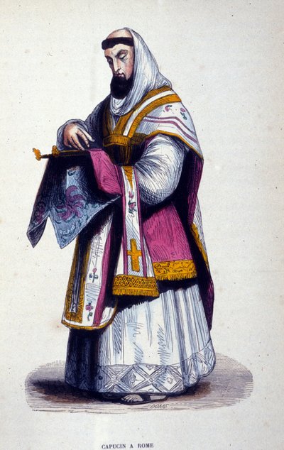 ローマのカプチーノ。パリの修道会に関するアルバムのエングレーヴィング 作： Unknown artist