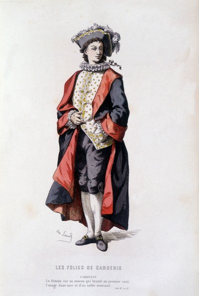 les follies de Cardenio」（1629年Pichou作）のカルデニオ、「le theatre francais au 16 eme et 17 eme eque anterieur à Moliere」（Edouard Fournier作）のカルデニオ。 作： Unknown artist