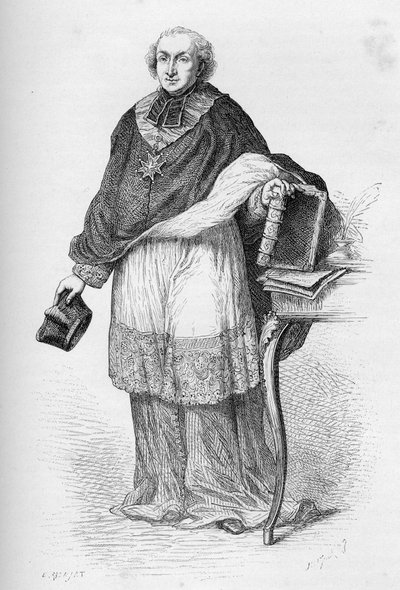 Cardinal Etienne-Charles de Lomenie de Brienne - Etienne de Lomenie de Brienne (1727-1794), French prelate and politician - - engraving from "L