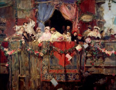 ローマのカーニバル風景 匿名の絵画19世紀 ローマ フォルクローレ博物館 作： Unknown artist