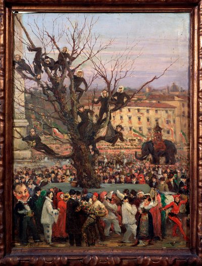 ローマの街のカーニバル風景 匿名の絵画19世紀 ローマ、フォルクローレ博物館 作： Unknown artist