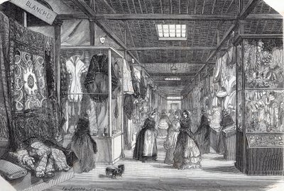 19世紀のパリのパレ・ロワイヤル（王宮）の車庫 - Edmond Texier 1852年の「Tableau-de-Paris」に掲載されたエングレーヴィング 作： Unknown artist