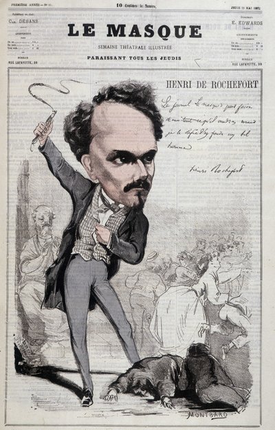 アンリ・ド・ロシュフォール（1831-1913）は、フランスのジャーナリスト・政治家であり、1867年に発表された「Le Masque（仮面）」の中で、悪政に敵対する共和党の立場を示した漫画家である。 作： Unknown artist