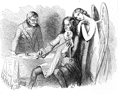 ニコロ・パガニーニ（1782-1840）の漫画。 作： Unknown artist