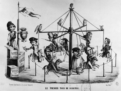 1848年に行われた大統領選挙の第一回投票を題材にした漫画。鷲でシンボル化されたルイ・ナポレオン・ボナパルト... 作： Unknown artist
