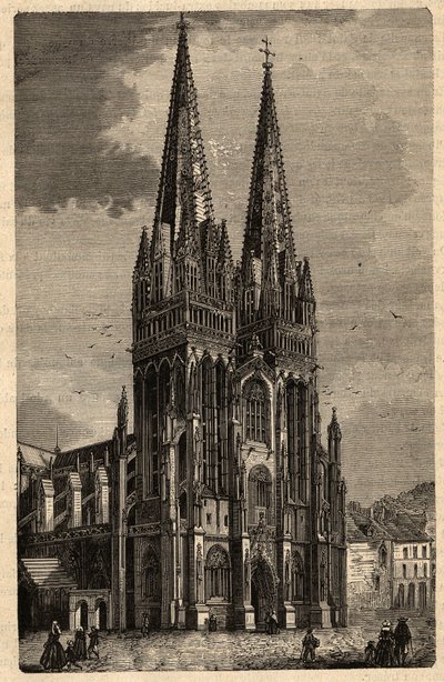 カンペールのサン・コランタン大聖堂 - Cathedrale Saint-Corentin de Quimper - "PATRIE" の刻印 - DESCRIPTION PECTUREQUIREQUE DE LA FRANCE EN 6 VOLUES BY LUCIEN HUARD - 19世紀末 作： Unknown artist