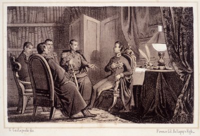チャールズ・アルベール（1798 - 1849）が1821年のピエモンテ革命への協力を約束 - "Storia d